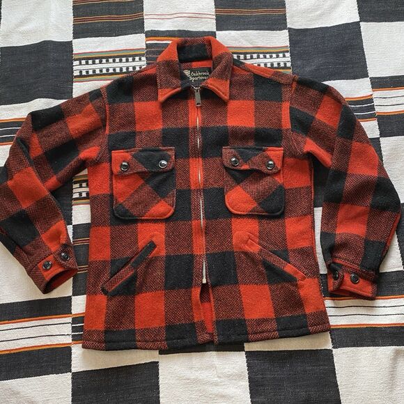 Vintage Oakbrook Sportswear Wool Zip Up Collared Buffalo Plaid House Coat. Small - Picture 8 of 15